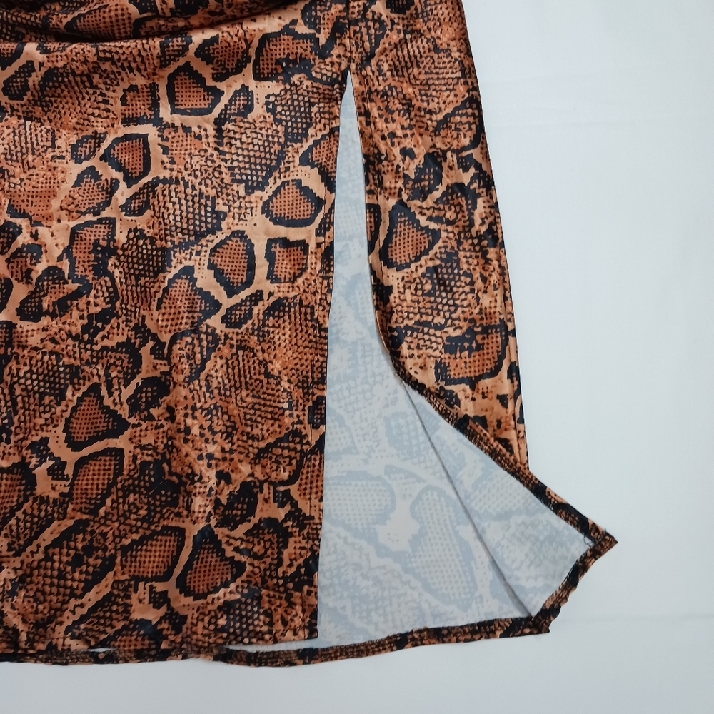 Ls Collection Caramel Brown Python Snake Print Mi… - image 5